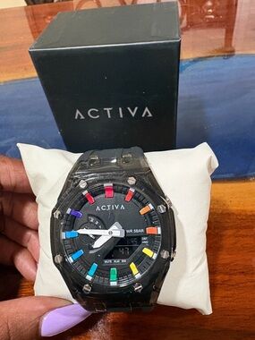 Ativa Black Watch with Multicolor Hour Markers